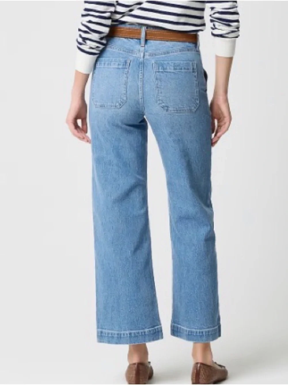J. Crew Light Blue High-Rise Wide-Leg Jeans with Front Patch Pockets